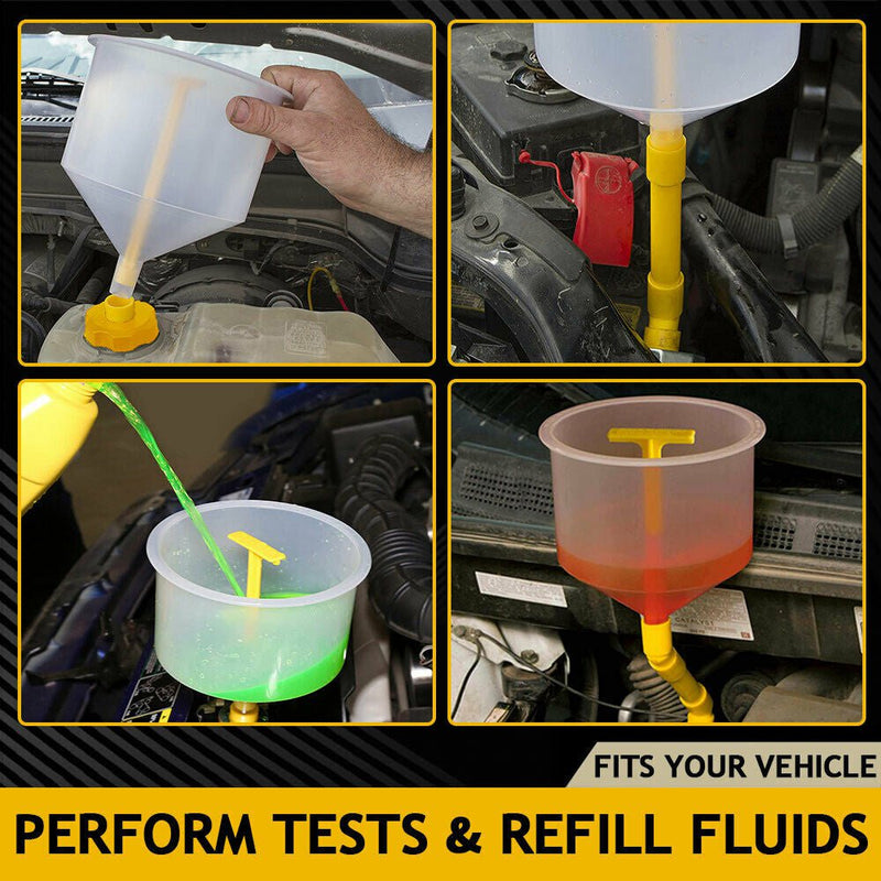 15PCS Car Radiator Coolant Refill Funnel Kit Spill Proof Cooling System Tool