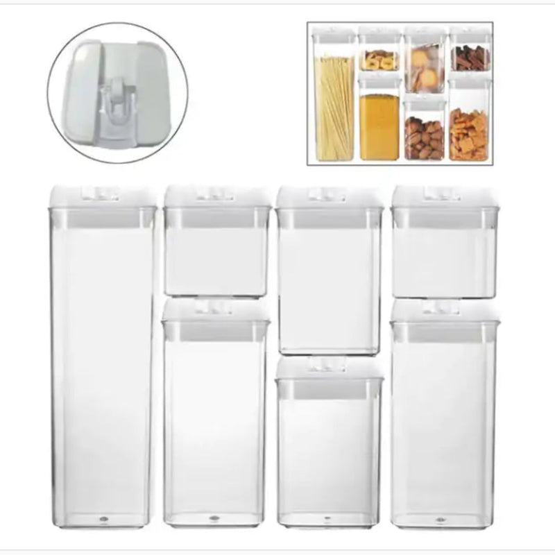 Plastic Food Storage Container Set Easy Lock Lids Kitchen Storage Pantry Organization White