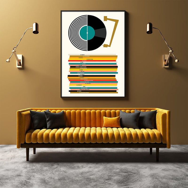 Wall Art 100cmx150cm Music Black Frame Canvas