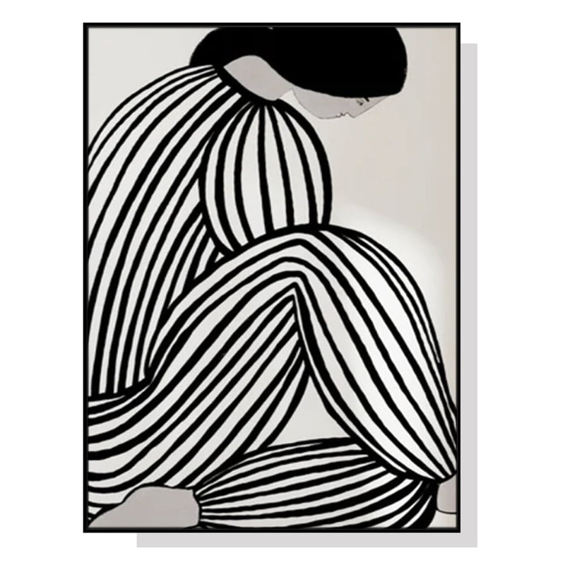 Wall Art 100cmx150cm Mid Century Figure Black Frame Canvas