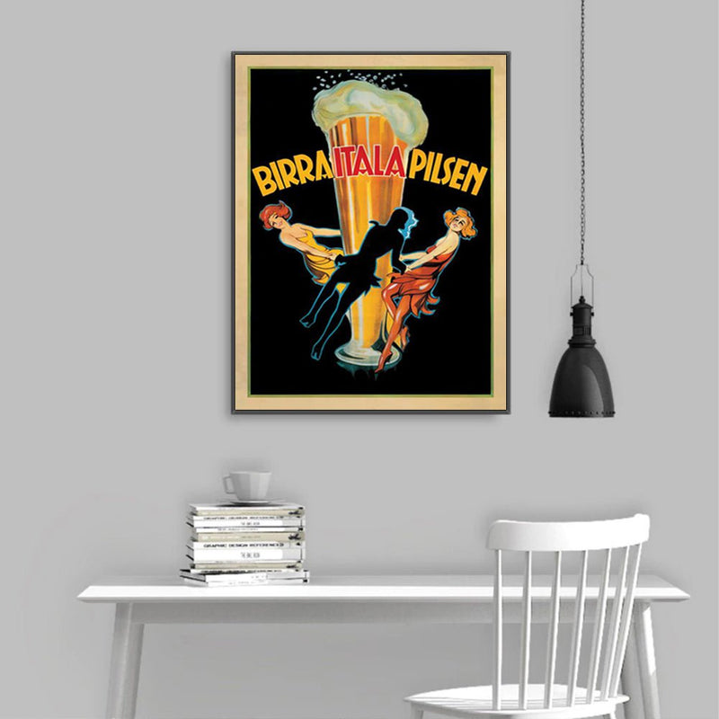 Wall Art 40cmx60cm Birra Itala Pilsen Black Frame Canvas