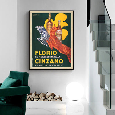 Wall Art 100cmx150cm Florio Cinzano Black Frame Canvas