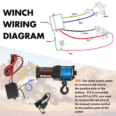 X-BULL 12V Electric Winch 3000LB ATV Winch Boat Trailer Winch Synthetic Rope 4WD
