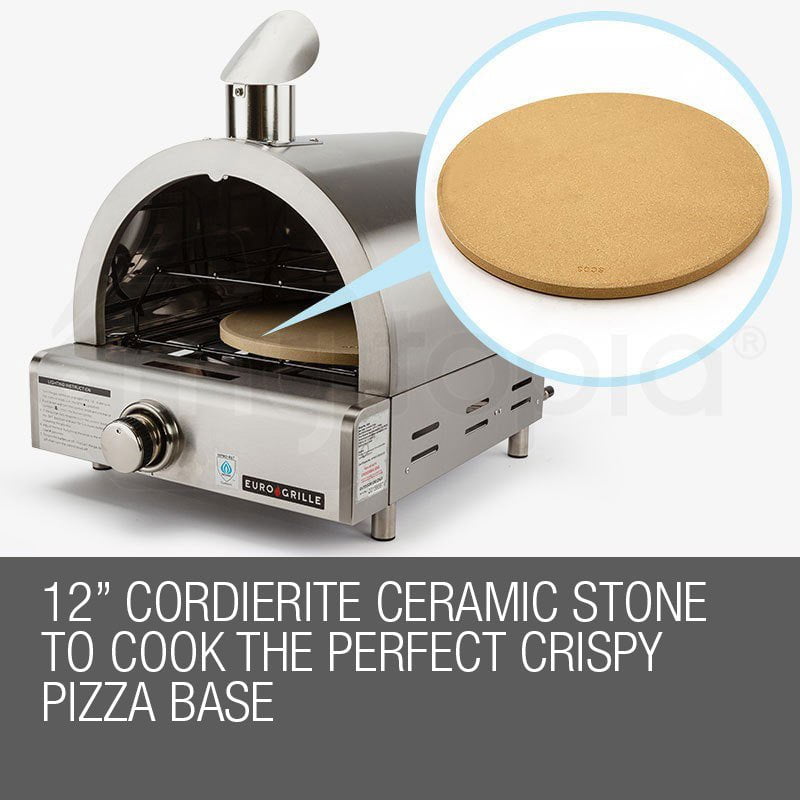 EuroGrille Portable Pizza Oven BBQ Camping LPG Gas Benchtop Stainless Steel