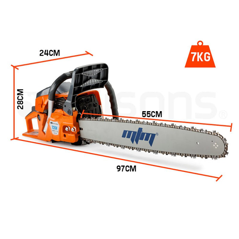 MTM Petrol Commercial Chainsaw 22 Bar Chain Saw E-Start Tree Pruning Top Handle