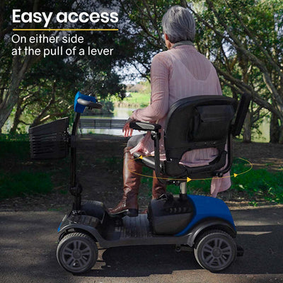 EQUIPMED Electric Mobility Scooter Portable Folding for Elderly Older Adult, SmartRider Black & Blue