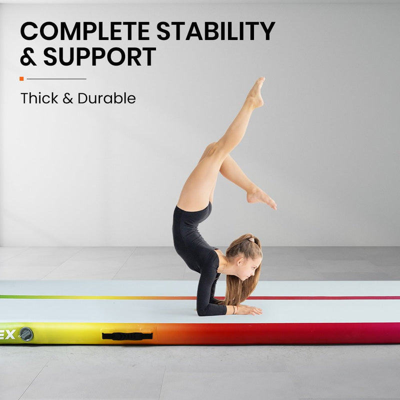 PROFLEX  300x100x10cm Inflatable Air Track Mat Tumbling Gymnastics, Multi-Coloured (No Pump)