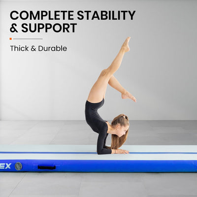 PROFLEX  400x100x10cm Inflatable Air Track Mat Tumbling Gymnastics, Blue & White (No Pump)