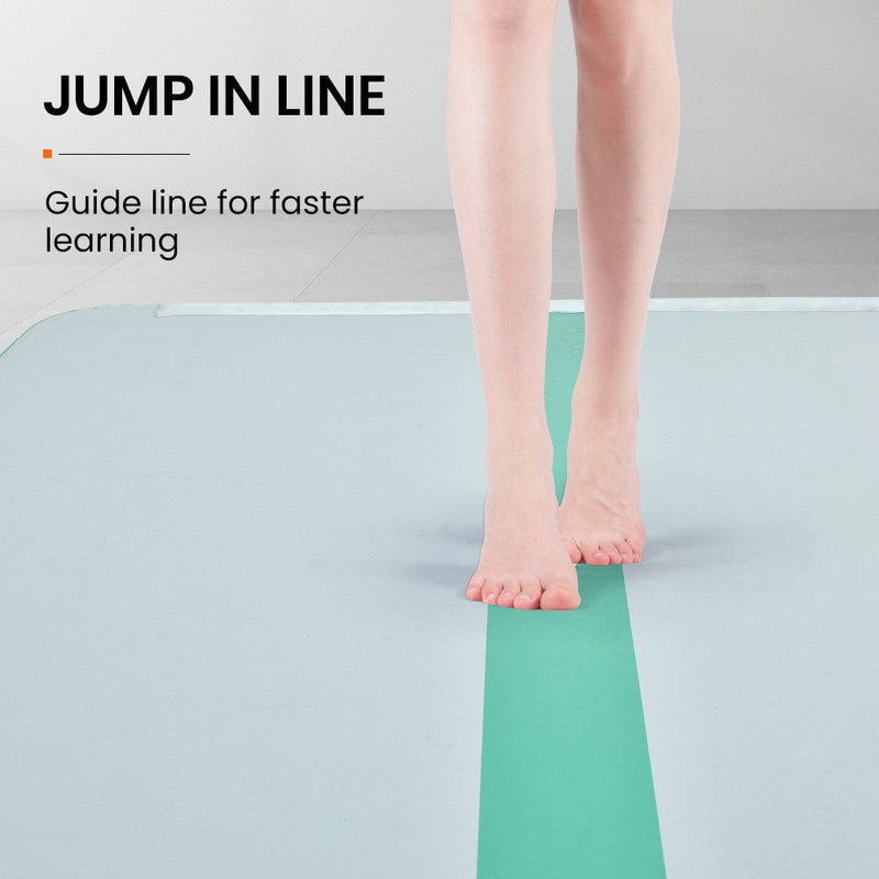 PROFLEX 800x100x20cm Inflatable Air Track Mat Tumbling Gymnastics, Mint Green & Grey (No Pump)