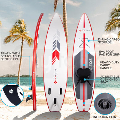 SEACLIFF Stand Up Paddle Board - Inflatable SUP Surf Kayak Paddleboard Race