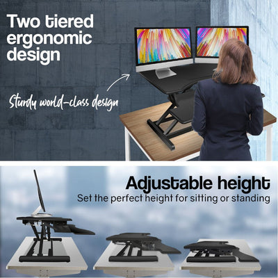 FORTIA 83cm Desk Riser Office Shelf Standup Sit Stand Height Adjustable Standing