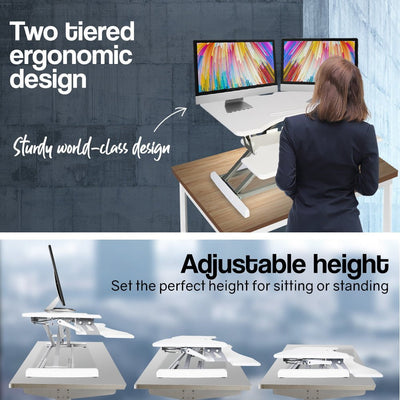 FORTIA 83cm Desk Riser Office Shelf Standup Sit Stand Standing Height Adjustable
