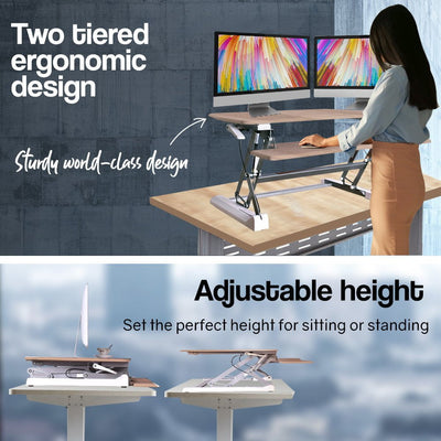 FORTIA Height Adjustable Standing Desk Riser Sit/Stand Office Computer Desktop