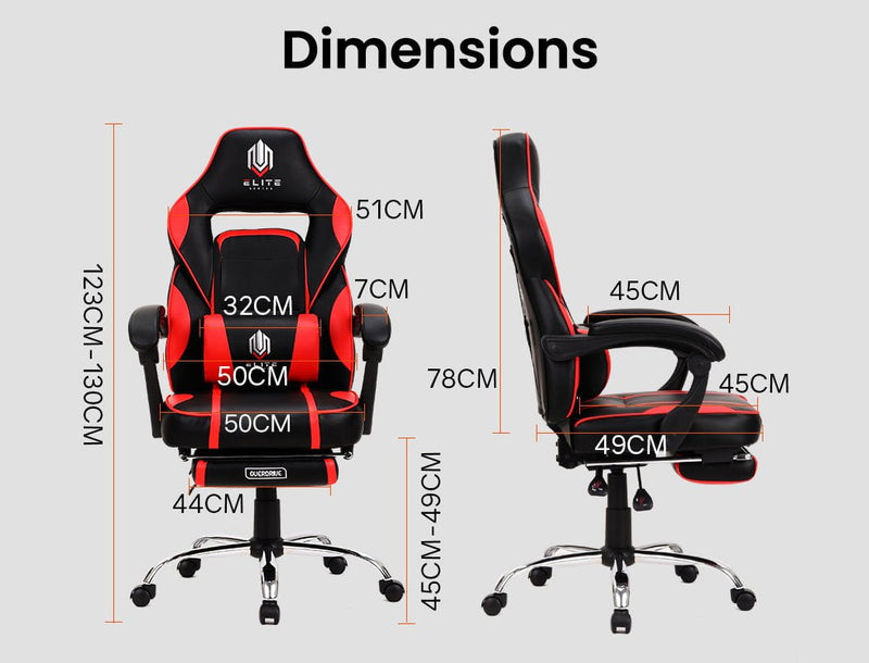 OVERDRIVE Gaming Chair Racing Computer PC Seat Office Reclining Footrest Red