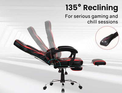 OVERDRIVE Gaming Chair Desk Racing Seat Setup PC Combo Office Table Black Red
