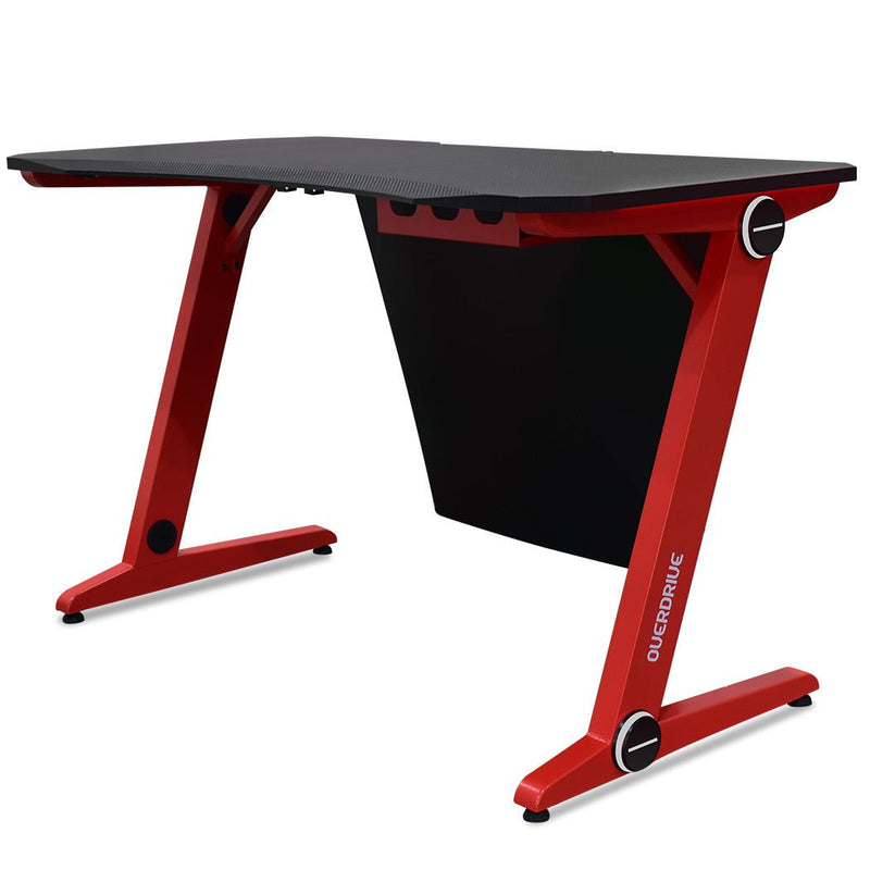 OVERDRIVE Gaming Desk 120cm PC Table Setup Computer Carbon Fiber Style Black Red