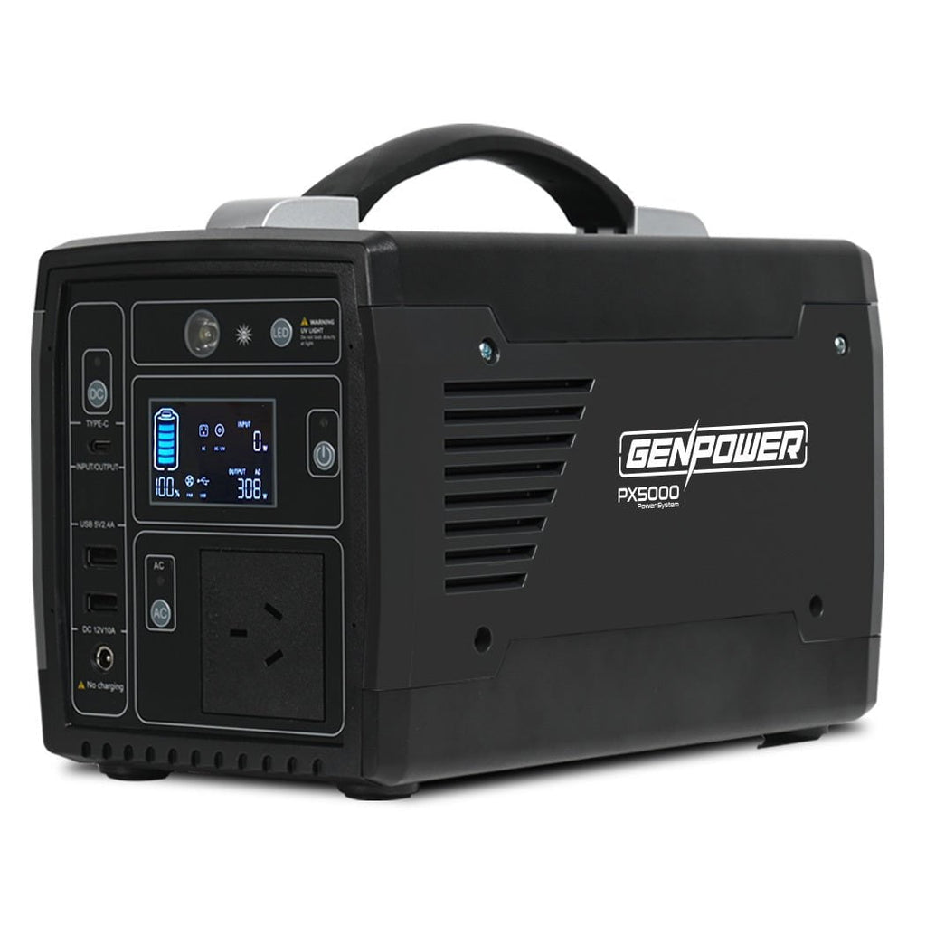 GENPOWER Portable Power Station 300W/600W 307Wh Lithium Solar Generator Camping Off Grid Supply