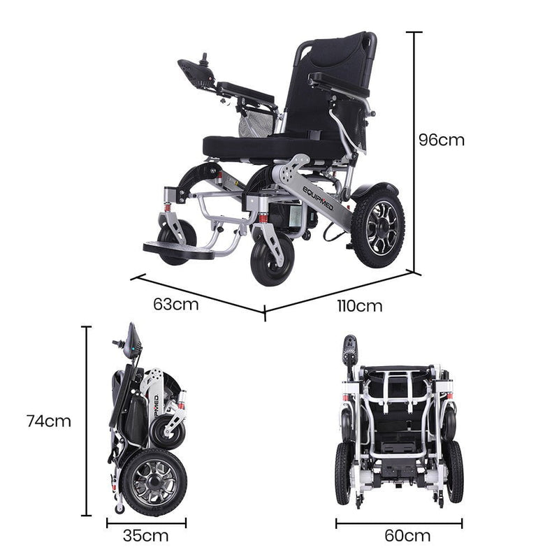 EQUIPMED Electric Wheelchair Folding Motorised 2x250W Power Mobility Scooter Lightweight