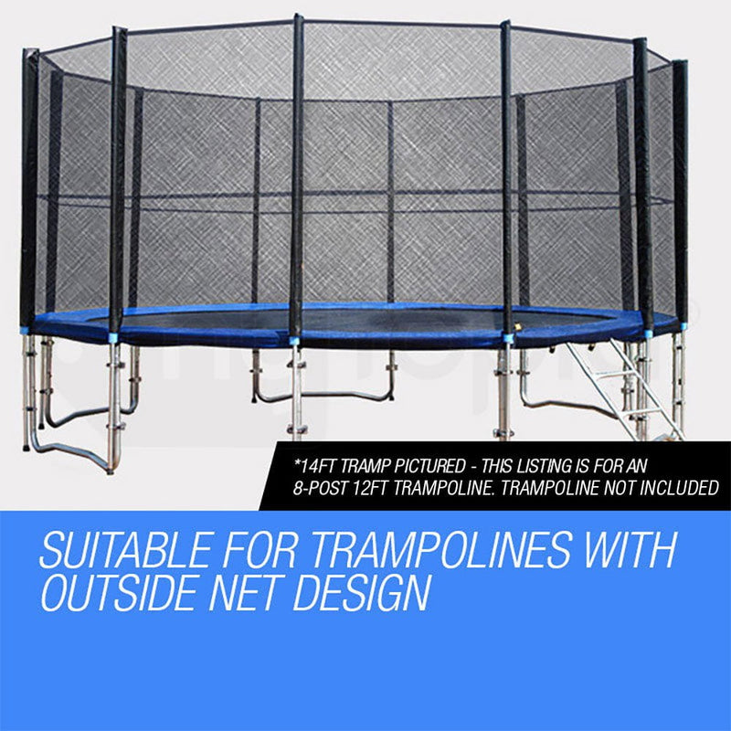 UP-SHOT Replacement Trampoline Safety Net Round Spare Part Enclosure 12ft 8 Pole