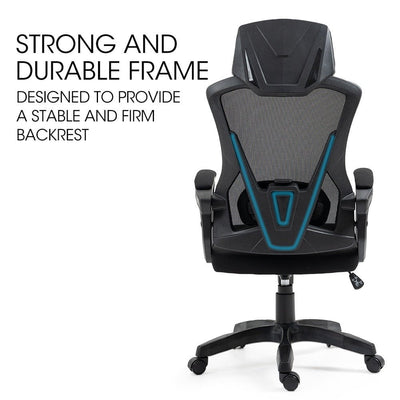 FORTIA Ergonomic Office Desk Chair, Height Adjustable Lumbar Support, Mesh Fabric, Headrest, Black