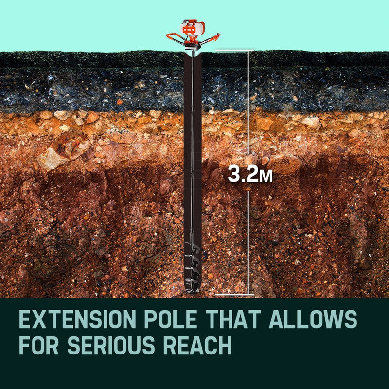 Baumr-AG Post Hole Digger 88CC Posthole Earth Auger Fence Borer Petrol Drill Bit