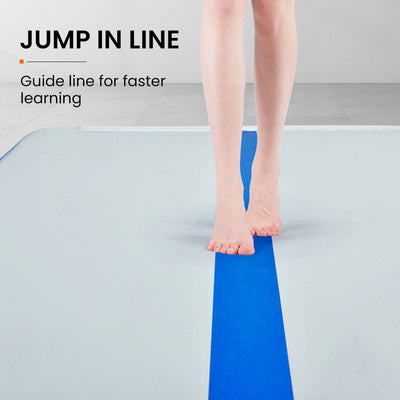 PROFLEX  800x100x10cm Inflatable Air Track Mat Tumbling Gymnastics, Blue & White, with Electric Pump
