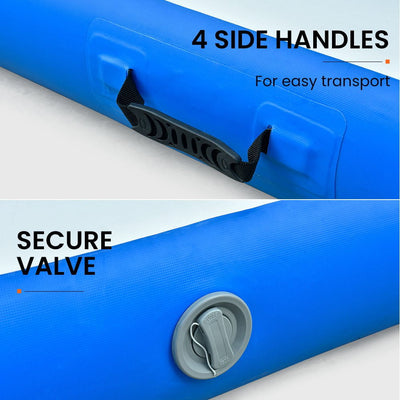 PROFLEX  800x100x10cm Inflatable Air Track Mat Tumbling Gymnastics, Blue & White, with Electric Pump