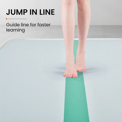 PROFLEX  800x100x20cm Inflatable Air Track Mat Tumbling Gymnastics, Mint & Grey, with Electric Pump