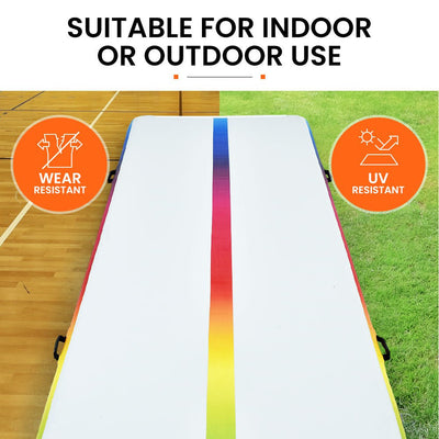 PROFLEX 800x100x20cm Inflatable Air Track Gymnastics Tumbling Mat, Multicolour, with Electric Pump