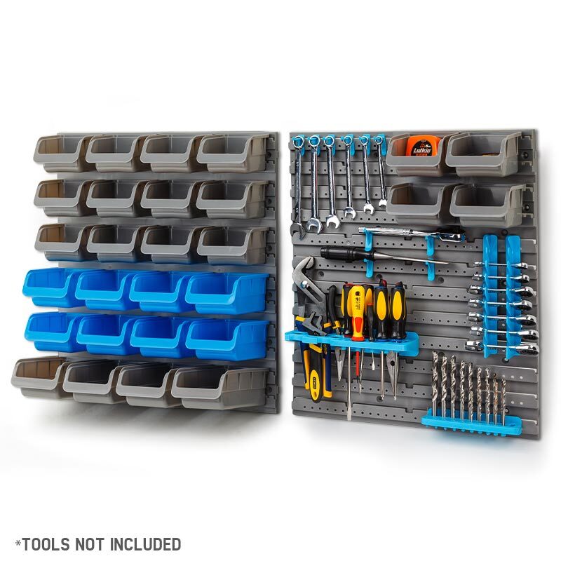 Baumr-AG 44 Part Storage Bin Rack Wall Mounted Tool Organiser Box Shelving