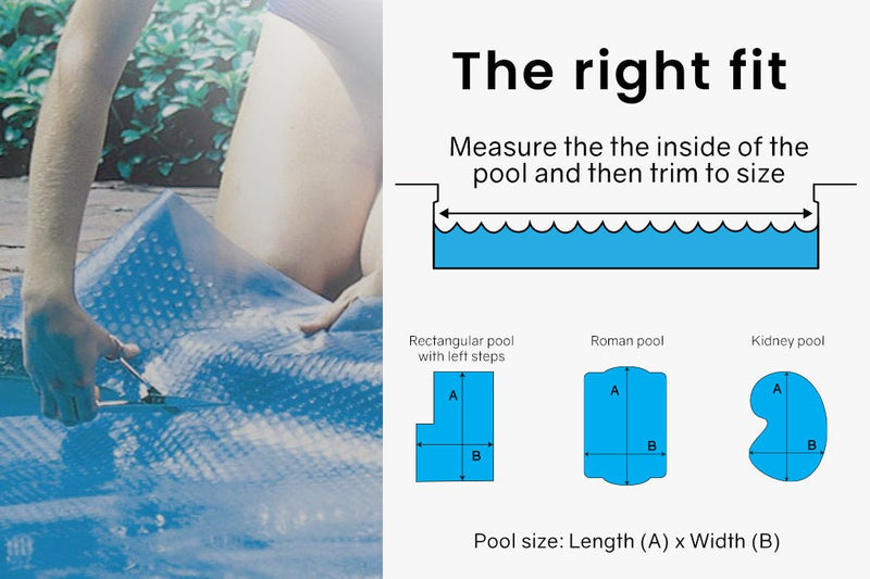 AURELAQUA Pool Cover 400 Micron 9.5x5m Solar Blanket Swimming Thermal Blue