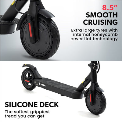 VALK 400W Electric Scooter, 37V Folding E- Scooter with Suspension, for Adults, Synergy 5 MkII Black