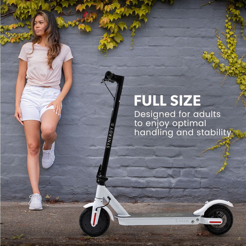 VALK 400W Electric Scooter, with Suspension for Adults Portable Folding Ride On,Synergy 5 MkII White