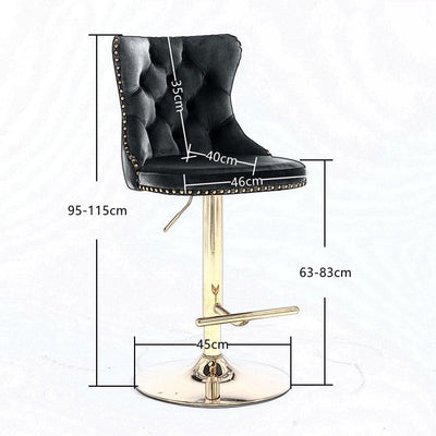 4x Height Adjustable Swivel Bar Stool Velvet Studs Barstool with Footrest and Golden Base- Beige
