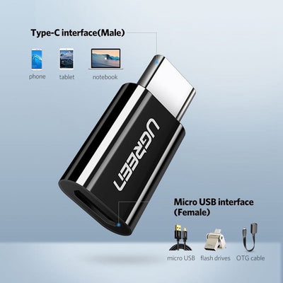 UGREEN Type-C to Micro USB OTG Adapter (Black) - 30391