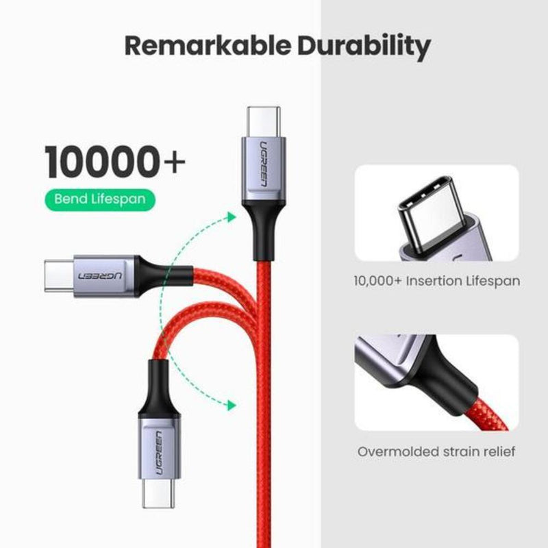 UGREEN USB-C to USB-C M/M Cable 1m (60W Fast Charging, Red) - 60186