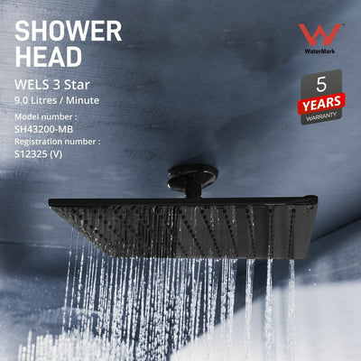 ShowerHead: Palila: Shower head - Square 200mm - Matt Black (SH43200-MB)