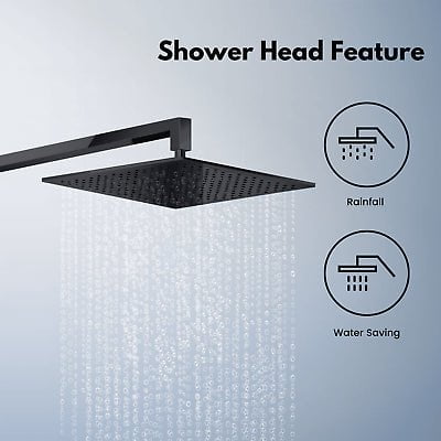 ShowerHead: Palila: Shower head - Square 200mm - Matt Black (SH43200-MB)