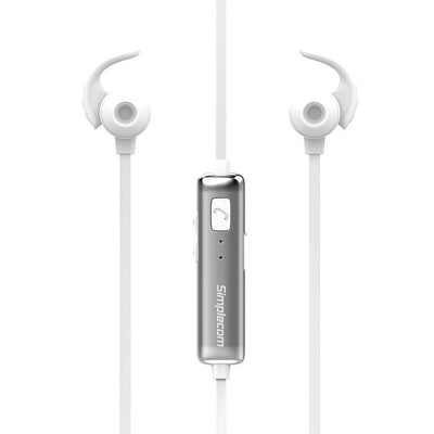 Simplecom BH310-WH Metal In-Ear Sports Bluetooth Stereo Headphones White