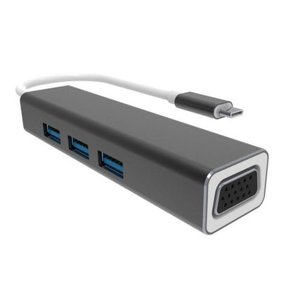 VCOM USB Type C to USB3.0*3+VGA 4 in 1 Hub (Aluminium Shell) - DH319