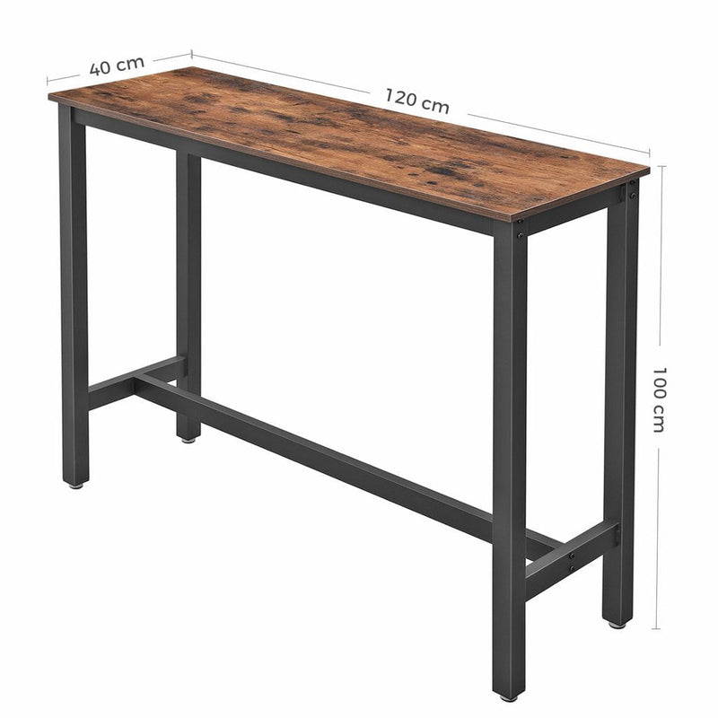 VASAGLE Bar Table 120cm Rustic Brown and Black LBT12X