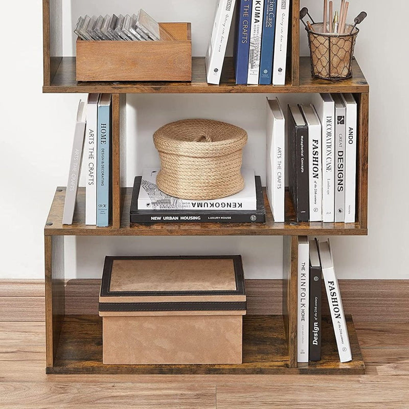 VASAGLE 5-Tier Bookshelf Display Shelf and Room Divider Freestanding Decorative Storage Shelving Rustic Brown LBC62BX