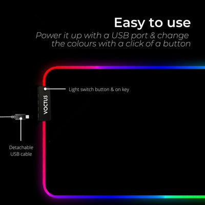 Voctus RGB Mouse Pad 4 USB Ports 800x300x4mm VT-MP-100-CZ