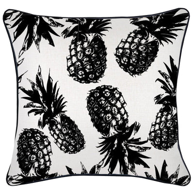 Cushion Cover-With Black Piping-Pineapples Black-45cm x 45cm