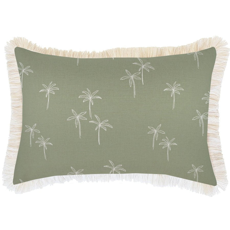 Cushion Cover-Coastal Fringe Natural-Palm Cove Sage-35cm x 50cm