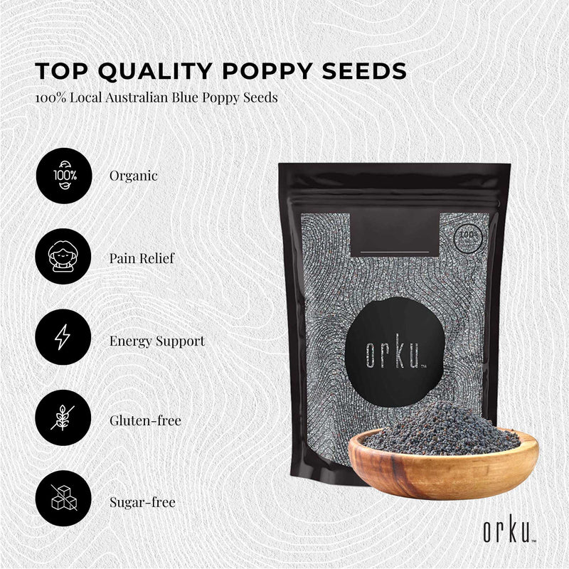 1Kg Poppy Seeds Pouch Blue Unwashed 100% Australian Food Baking Cooking Mineral