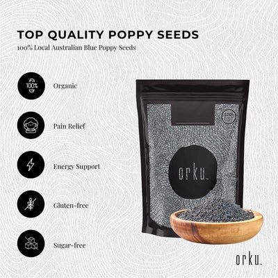400g Poppy Seeds Pouch Blue Unwashed 100% Australian Food Baking Cooking Mineral