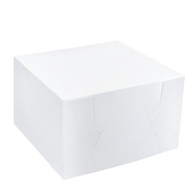 100x Takeaway Cake Box 8x8x5" - Square Folding White Dessert Bakery Packaging