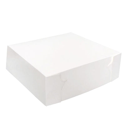 100x Takeaway Cake Box 12x12x4" - Square Folding White Dessert Bakery Packaging