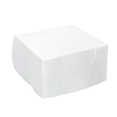 100x Takeaway Cake Box 9x9x4" - Square Folding White Dessert Bakery Packaging